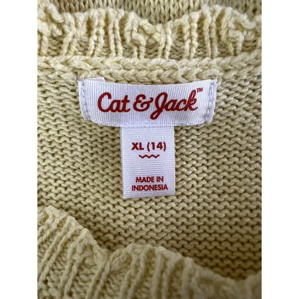 Girls Cat & Jack Yellow Knit‎ Drop Waist Flutter Ruffle Hem Dress Size (14) XL